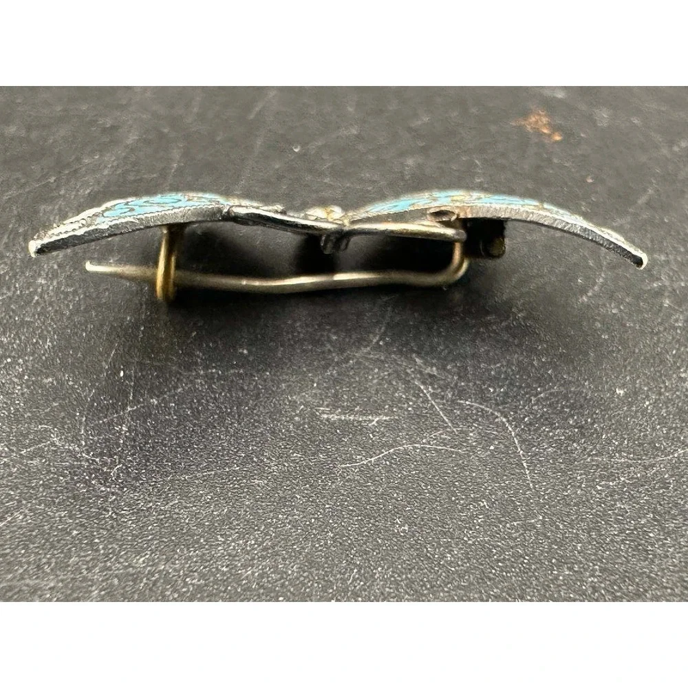 Vintage 925 Sterling Silver Blue Enamel Butterfly Brooch Pin 051 (80)